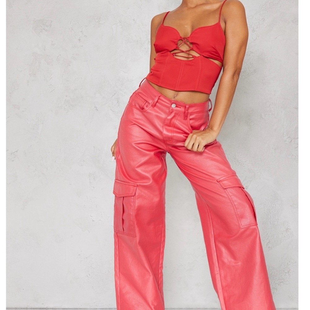 Red corset top with cut outs